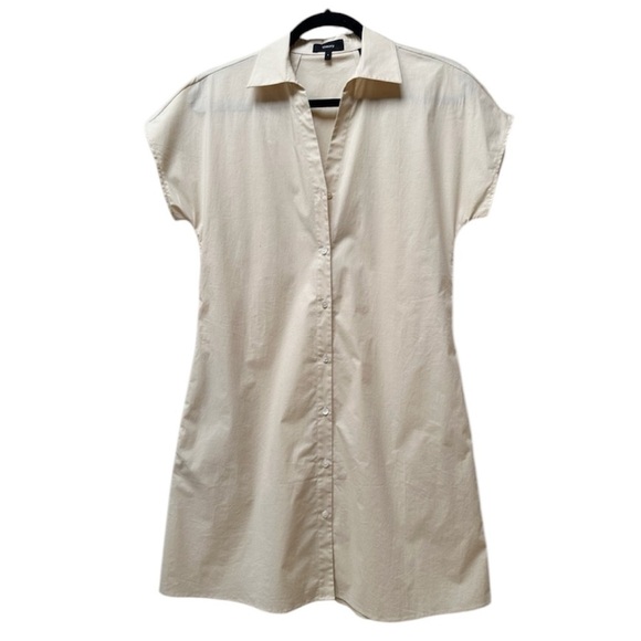 Theory Nude Tan Dolman Poplin Button Down Shirt Dress NEW - Picture 9 of 9